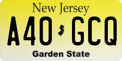 NJ license plate A40GCQ