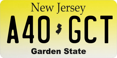 NJ license plate A40GCT