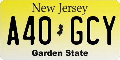 NJ license plate A40GCY