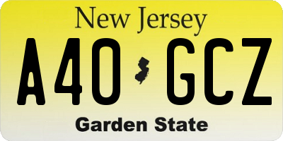 NJ license plate A40GCZ