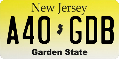 NJ license plate A40GDB