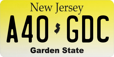 NJ license plate A40GDC