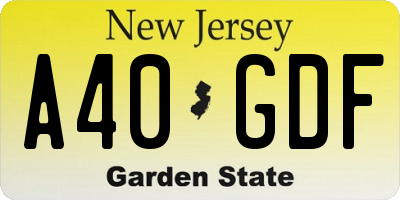 NJ license plate A40GDF