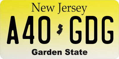 NJ license plate A40GDG