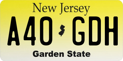 NJ license plate A40GDH