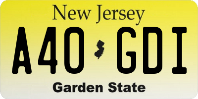 NJ license plate A40GDI