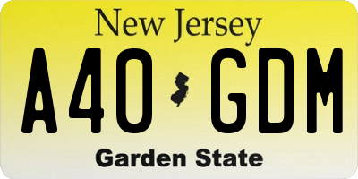 NJ license plate A40GDM