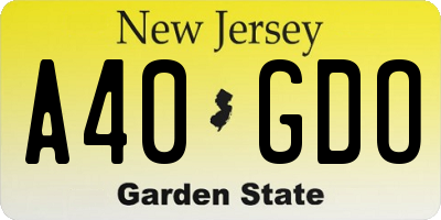 NJ license plate A40GDO