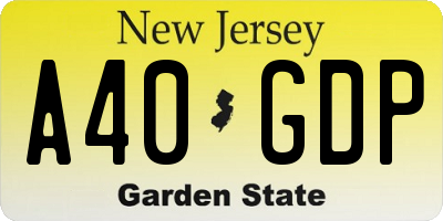 NJ license plate A40GDP