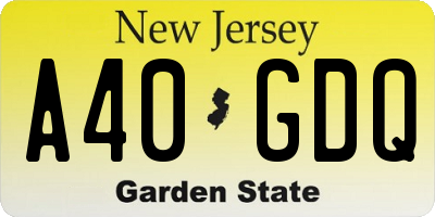NJ license plate A40GDQ