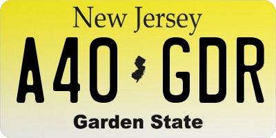 NJ license plate A40GDR
