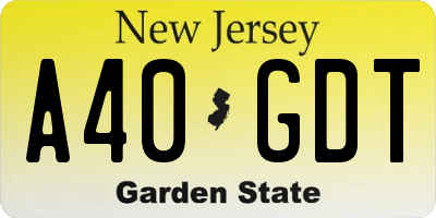 NJ license plate A40GDT