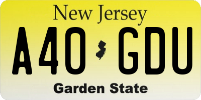 NJ license plate A40GDU