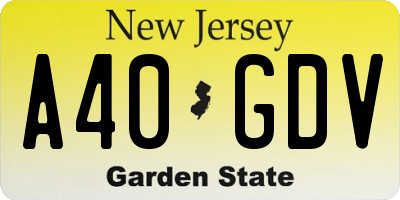 NJ license plate A40GDV