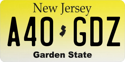 NJ license plate A40GDZ
