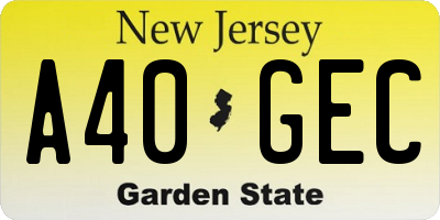 NJ license plate A40GEC