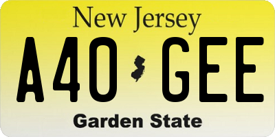NJ license plate A40GEE