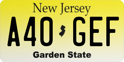 NJ license plate A40GEF