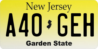 NJ license plate A40GEH