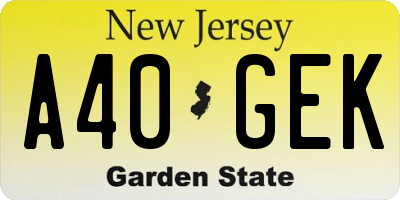 NJ license plate A40GEK