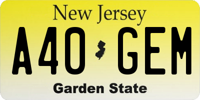 NJ license plate A40GEM