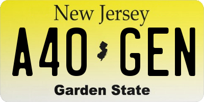 NJ license plate A40GEN