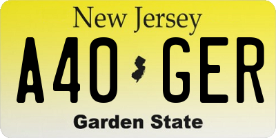 NJ license plate A40GER