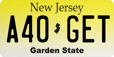 NJ license plate A40GET