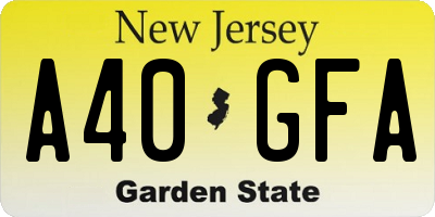 NJ license plate A40GFA