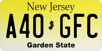 NJ license plate A40GFC