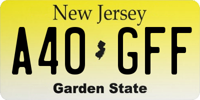 NJ license plate A40GFF