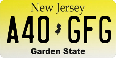 NJ license plate A40GFG