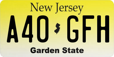 NJ license plate A40GFH