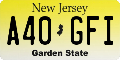NJ license plate A40GFI