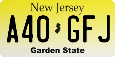 NJ license plate A40GFJ