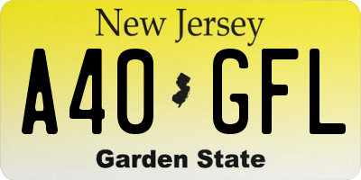 NJ license plate A40GFL