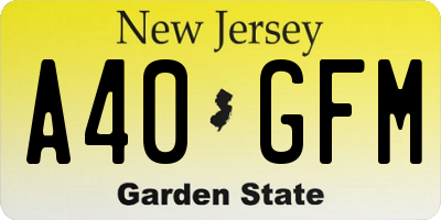 NJ license plate A40GFM