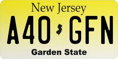 NJ license plate A40GFN