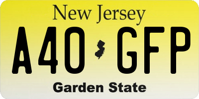 NJ license plate A40GFP