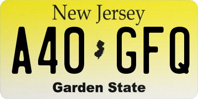 NJ license plate A40GFQ