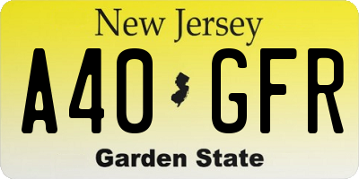 NJ license plate A40GFR