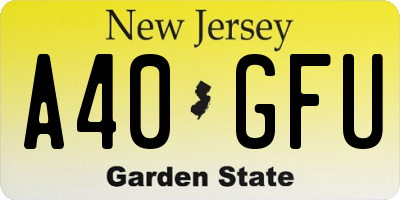 NJ license plate A40GFU