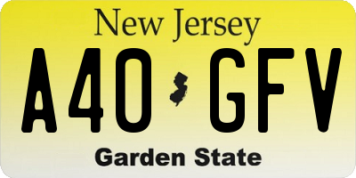 NJ license plate A40GFV