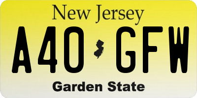 NJ license plate A40GFW