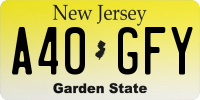 NJ license plate A40GFY