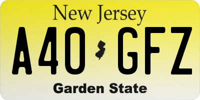 NJ license plate A40GFZ