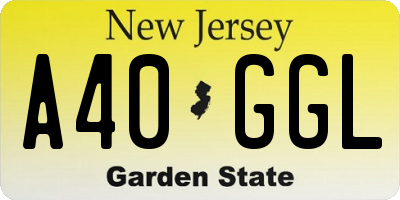 NJ license plate A40GGL