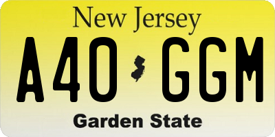NJ license plate A40GGM