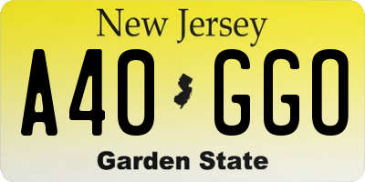NJ license plate A40GGO