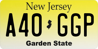 NJ license plate A40GGP